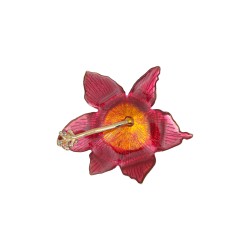 Broche Nádia Gimenes Hibisco Esmaltado Dourado