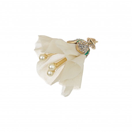 Broche Nádia Gimenes Tulipa Pérolas Dourado