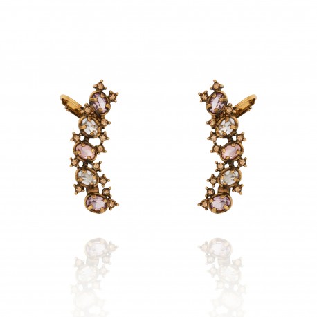 Brinco Camila Klein Essencial Cristais Ear Cuff Ouro Velho