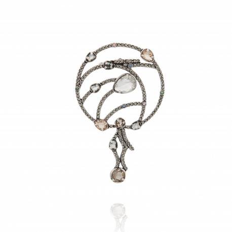 Broche Camila Klein Véu Das Montanhas Cristais Ouro Velho