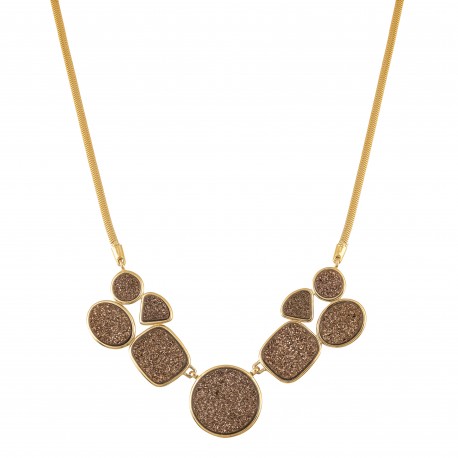 Colar Fane's Drusa Bronze Curto Metal Dourado