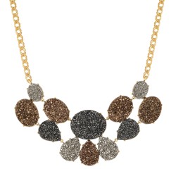 Colar Fane's Drusas Negra Bronze Titânio Curto Metal Dourado