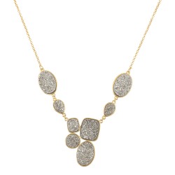 Colar Fane's Drusa Platina Curto Metal Dourado