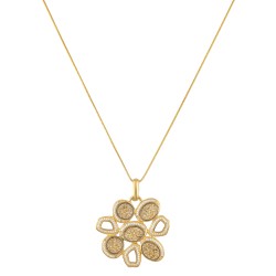 Colar Fane's Drusa Ouro Zircônias Curto Metal Ouro