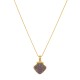 Colar Fane's Drusa Amestista Curto Metal Ouro