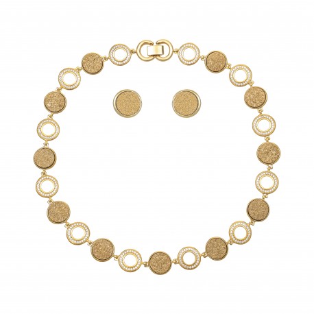 Conjunto Fane's Drusa Ouro Zircônias Curto Metal Ouro