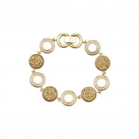 Pulseira Fane's Drusa Ouro Zircônias Curto Metal Ouro