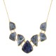 Colar Fane's Pedras Naturais Sodalita Curto Metal Ouro