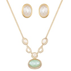 Conjunto Fane's Pedras Naturais Àgata Zircônia Metal Ouro