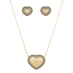 Conjunto Fane's Pedras Naturais Zircônia Metal Ouro