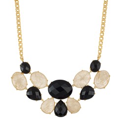 Colar Fane's Pedras Naturais Rutilado Onix Curto Dourado