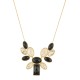 Colar Fane's Pedras Naturais Rutilado Onix Curto Metal Dourado