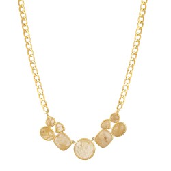 Colar Fane's Pedras Naturais Rutilado Curto Metal Dourado