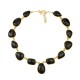 Colar Fane's Pedras Naturais Onix Curto Metal Dourado
