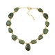 Colar Fane's Pedras Naturais Jaspe Curto Metal Dourado