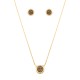 Conjunto Fane's Pedras Naturais Drusa Bronze Metal Dourado PP