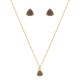 Conjunto Fane's Pedras Naturais Drusa Ametista Metal Dourado PP