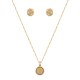 Conjunto Fane's Pedras Naturais Drusa Ouro Metal Dourado PP