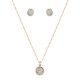 Conjunto Fane's Pedras Naturais Drusa Platina Metal Dourado PP