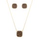 Conjunto Fane's Pedras Naturais Drusa Bronze Metal Dourado M
