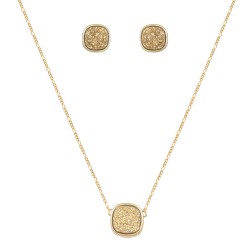 Conjunto Fane's Pedras Naturais Drusa Ouro Metal Dourado M