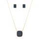 Conjunto Fane's Pedras Naturais Drusa Azul Royal Dourado M
