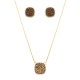 Conjunto Fane's Pedras Naturais Drusa Bronze Metal Dourado M