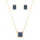 Conjunto Fane's Pedras Naturais Drusa Azul Royal Metal Dourado P