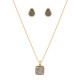 Conjunto Fane's Pedras Naturais Drusa Platina Metal Dourado P