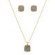 Conjunto Fane's Pedras Naturais Drusa Platina Metal Dourado P