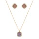 Conjunto Fane's Pedras Naturais Drusa Ametista Metal Dourado P