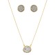 Conjunto Fane's Pedras Naturais Drusa Platina Metal Dourado M