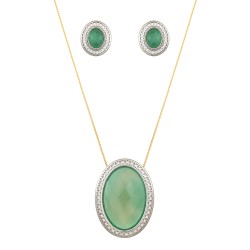 Conjunto Fane's Pedras Naturais Ágata Zircônia Prata e Dourado