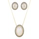 Conjunto Fane's Pedras Naturais Leitosa Zircônia Dourado