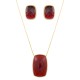 Conjunto Fane's Pedras Naturais Rubi Metal Dourado