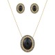 Conjunto Fane's Pedras Naturais Onix Zircônia Dourado