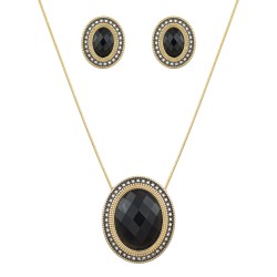 Conjunto Fane's Pedras Naturais Onix Zircônia Dourado