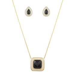 Conjunto Fane's Pedras Naturais Onix Zircônia Dourado