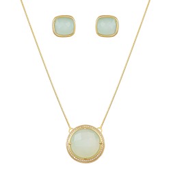 Conjunto Fane's Pedras Naturais Àgata Zircônia Dourado