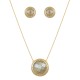 Conjunto Fane's Pedras Naturais Cristais Fumê Zirconia Dourado