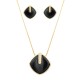 Conjunto Fane's Pedras Naturais Cristais Fumê Zirconia Dourado