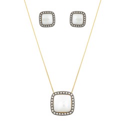 Conjunto Fane's Pedras Naturais Àgata Zirconia Dourado