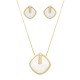 Conjunto Fane's Pedras Naturais Madrepérola Zircônia Dourado