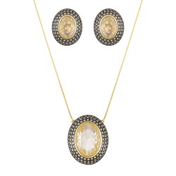 Conjunto Fane's Pedras Naturais Criatais Zircônia Dourado