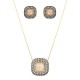 Conjunto Fane's Pedras Naturais Cristais Zircônia Dourado