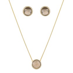 Conjunto Fane's Pedras Naturais Cristais Fumê Dourado
