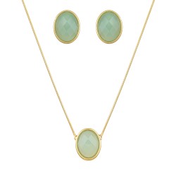 Conjunto Fane's Pedras Naturais Àgata Dourado
