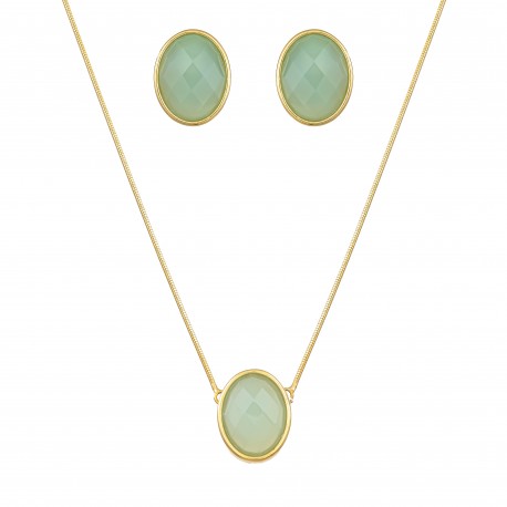 Conjunto Fane's Pedras Naturais Àgata Dourado