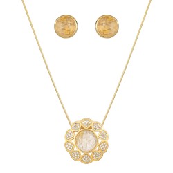 Conjunto Fane's Pedras Naturais Quartzo Zircônia Dourado
