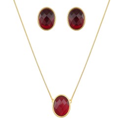 Conjunto Fane's Pedras Naturais Cristais Dourado